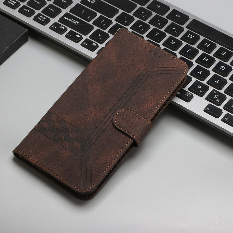 For iPhone 16e Cubic Skin Feel Flip Leather Phone Case(Brown) by bashfashion
