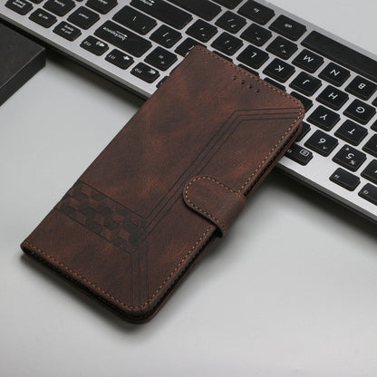 For iPhone 16e Cubic Skin Feel Flip Leather Phone Case(Brown) by bashfashion