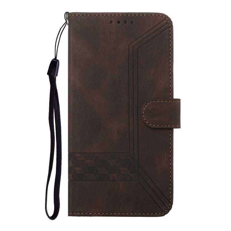 For iPhone 16e Cubic Skin Feel Flip Leather Phone Case(Brown) by bashfashion