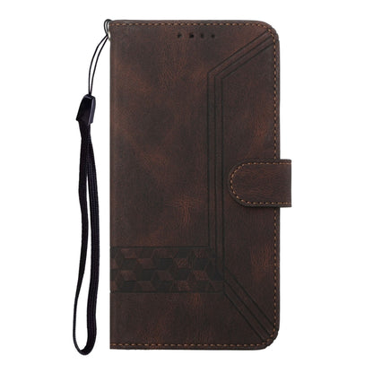 For iPhone 16e Cubic Skin Feel Flip Leather Phone Case(Brown) by bashfashion