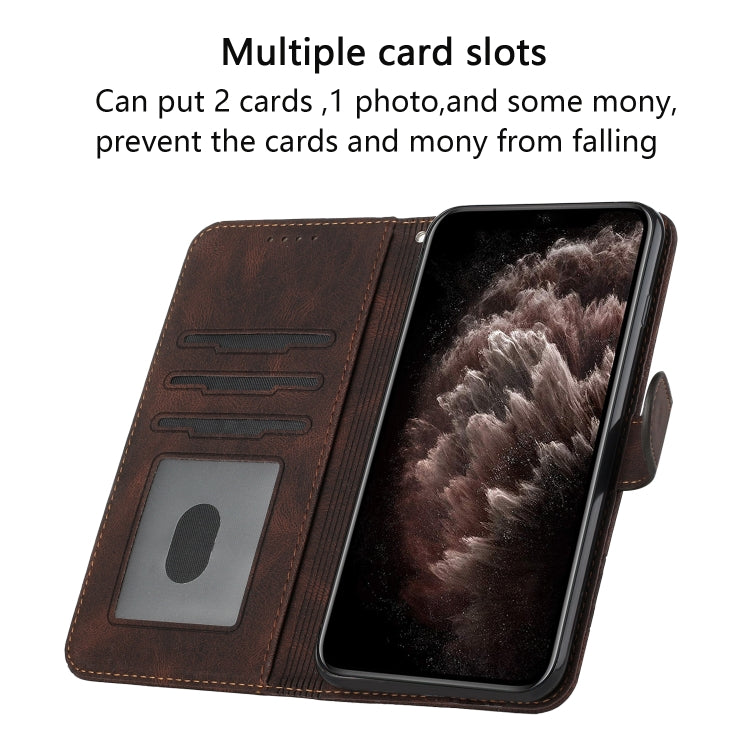 For iPhone 16e Cubic Skin Feel Flip Leather Phone Case(Brown) by bashfashion