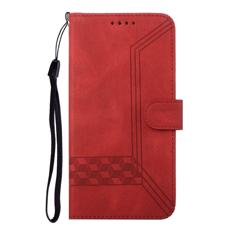For iPhone 16e Cubic Skin Feel Flip Leather Phone Case(Red) by bashfashion