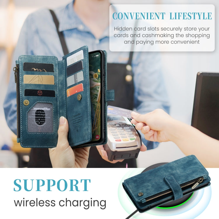 For Samsung Galaxy S23 FE CaseMe C30 Card Slots Zipper Wallet Leather Phone Case(Blue) by CaseMe