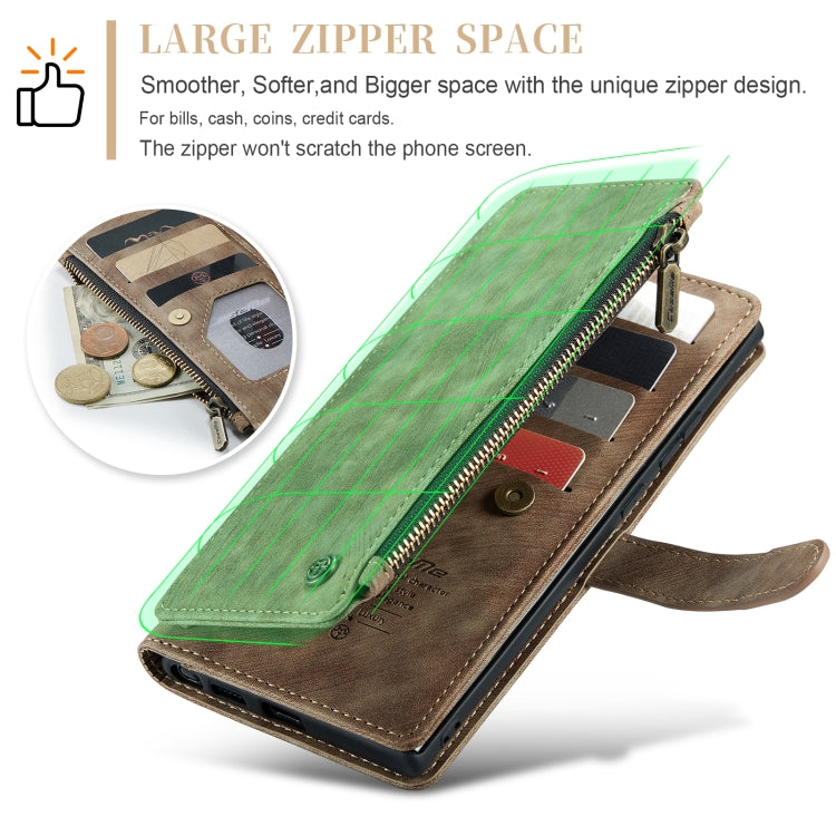 For Samsung Galaxy S24 Ultra 5G CaseMe C30 Card Slots Zipper Wallet Leather Phone Case(Brown) by CaseMe