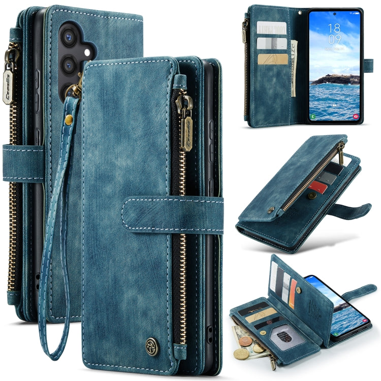 For Samsung Galaxy S24+ 5G CaseMe C30 Card Slots Zipper Wallet Leather Phone Case(Blue) by CaseMe