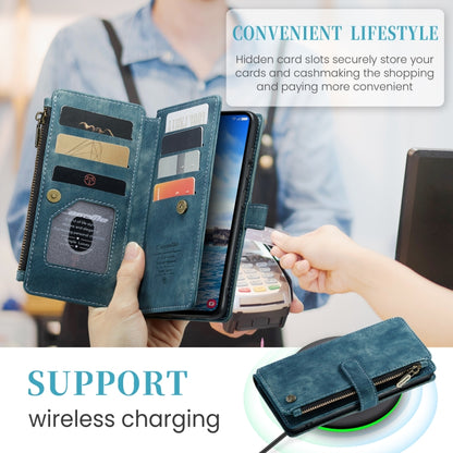 For Samsung Galaxy S24+ 5G CaseMe C30 Card Slots Zipper Wallet Leather Phone Case(Blue) by CaseMe