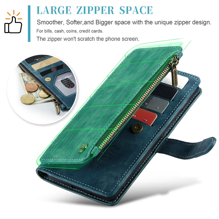 For Samsung Galaxy S24+ 5G CaseMe C30 Card Slots Zipper Wallet Leather Phone Case(Blue) by CaseMe