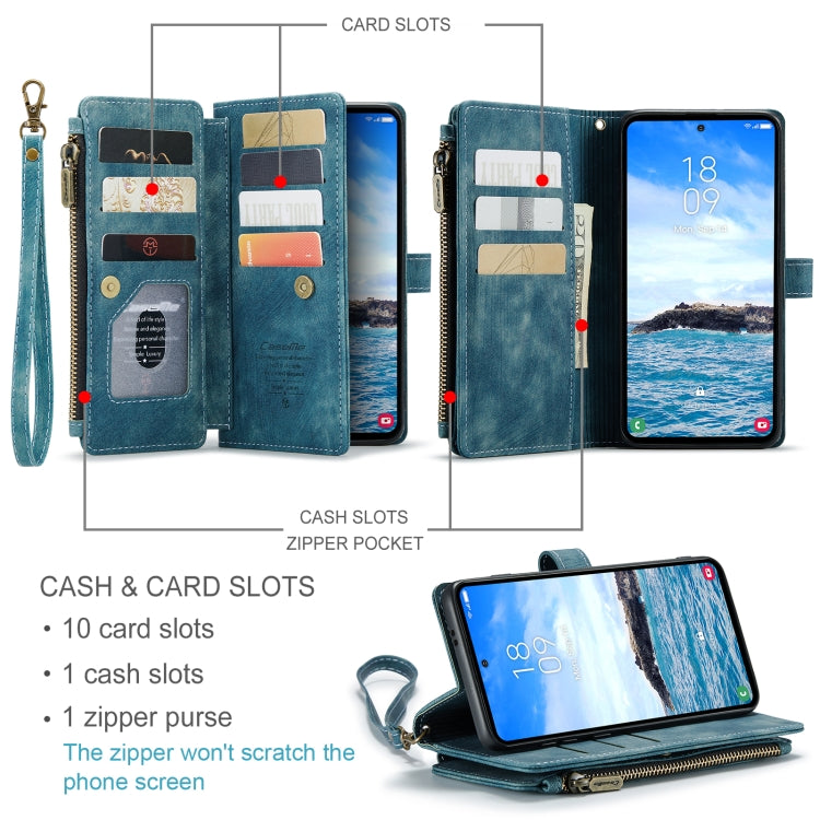 For Samsung Galaxy S24+ 5G CaseMe C30 Card Slots Zipper Wallet Leather Phone Case(Blue) by CaseMe