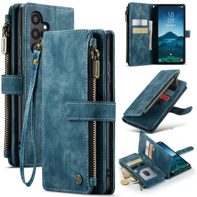 For Samsung Galaxy S24 5G CaseMe C30 Card Slots Zipper Wallet Leather Phone Case(Blue) by CaseMe