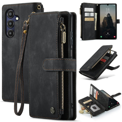 For Samsung Galaxy A25 4G CaseMe C30 Card Slots Zipper Wallet Leather Phone Case(Black) by CaseMe