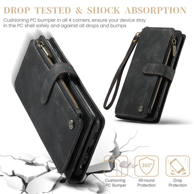 For Samsung Galaxy A25 4G CaseMe C30 Card Slots Zipper Wallet Leather Phone Case(Black) by CaseMe