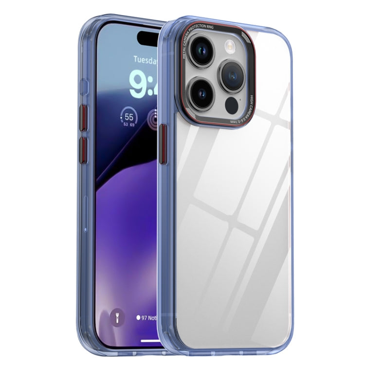 For iPhone 15 Pro iPAKY MG Series Transparent PC+TPU Phone Case(Transparent Blue) by iPAKY