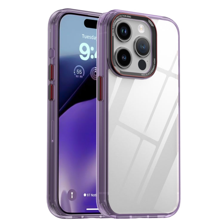 For iPhone 15 Pro iPAKY MG Series Transparent PC+TPU Phone Case(Transparent Purple) by iPAKY