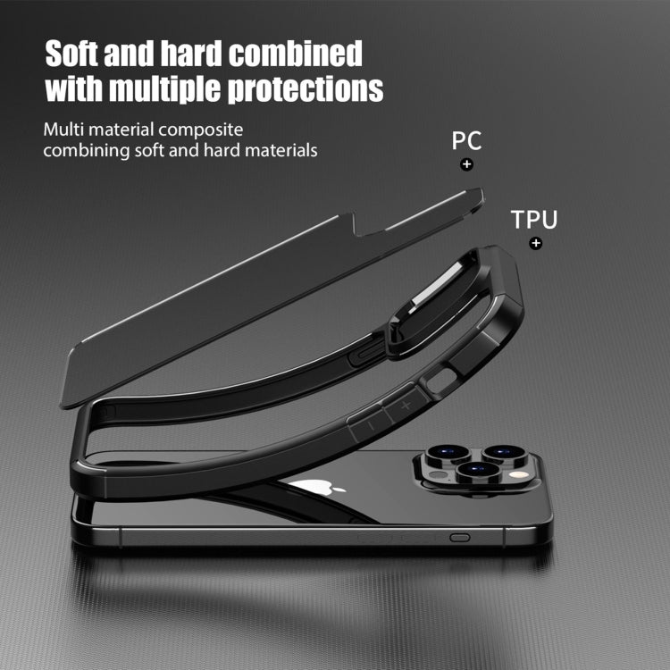 For iPhone 15 Pro iPAKY YJ Series Transparent PC+TPU Phone Case(Black) by iPAKY