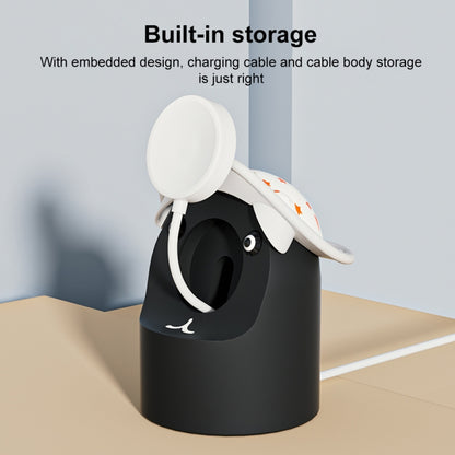 For Apple Watch Series Hat Bear Shaped Silicone Charging Base(White) by bashfashion