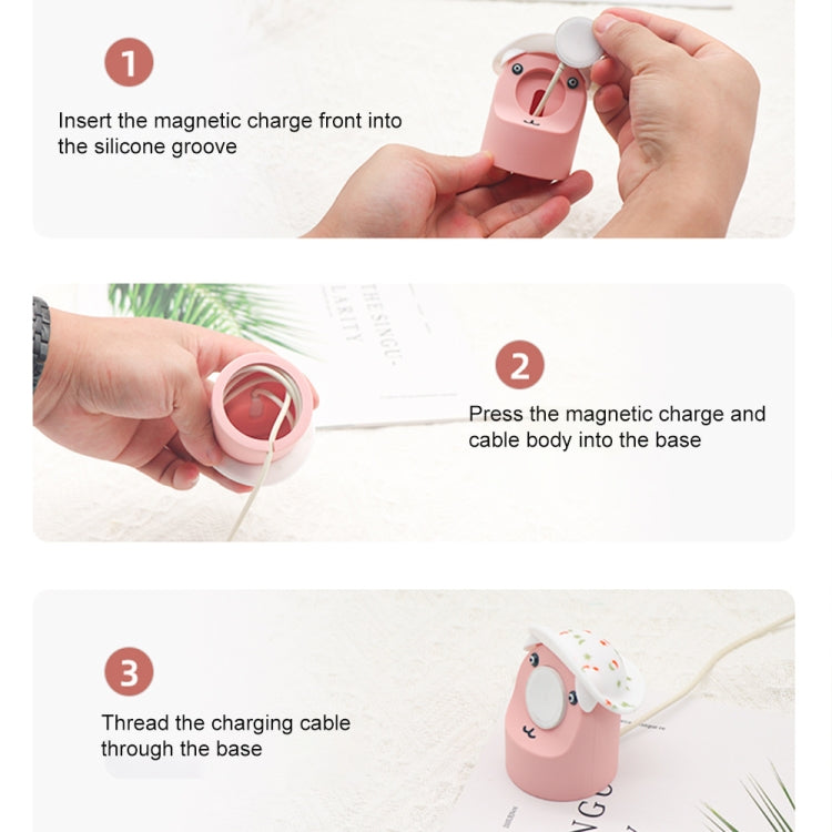 For Apple Watch Series Hat Bear Shaped Silicone Charging Base(Pink) by bashfashion