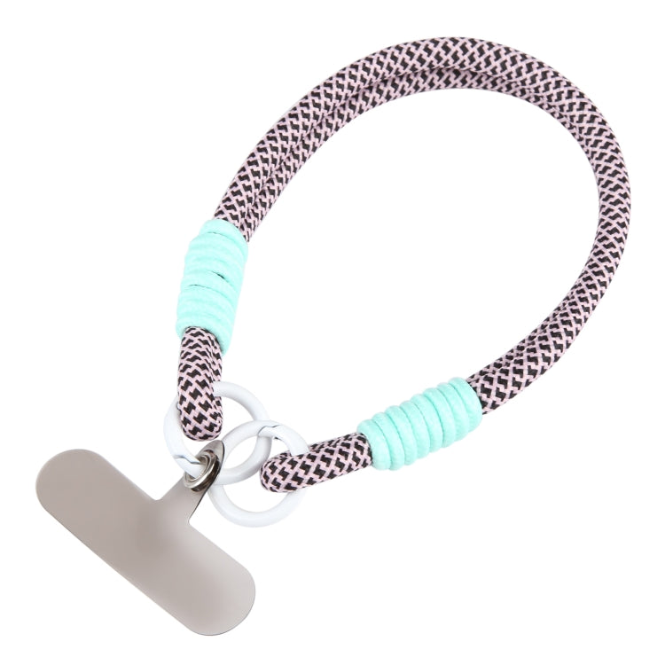 Dopamine Color Double Buckle Twist Rope Short Lanyard(Black Pink White) by bashfashion