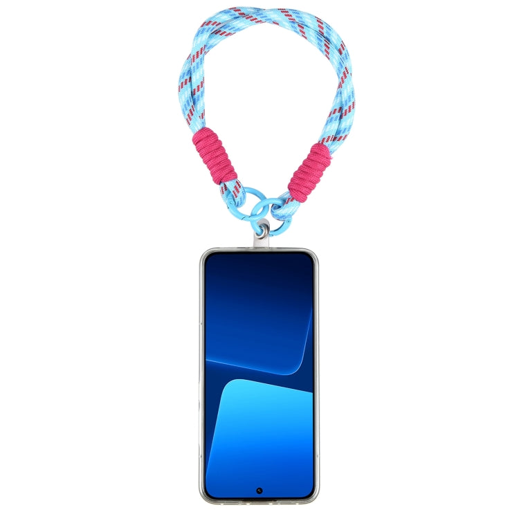 Dopamine Color Double Buckle Twist Rope Short Lanyard(Blue Red White) by bashfashion