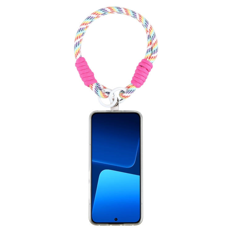 Dopamine Color Double Buckle Twist Rope Short Lanyard(Colorful Rose Red) by bashfashion