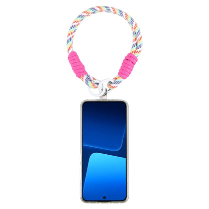Dopamine Color Double Buckle Twist Rope Short Lanyard(Colorful Rose Red) by bashfashion