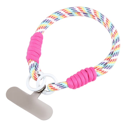 Dopamine Color Double Buckle Twist Rope Short Lanyard(Colorful Rose Red) by bashfashion