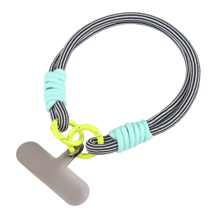 Dopamine Color Double Buckle Twist Rope Short Lanyard(Black White Green) by bashfashion