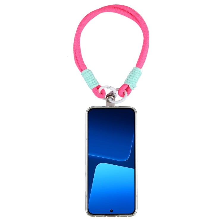 Dopamine Color Double Buckle Twist Rope Short Lanyard(Rose Red) by bashfashion
