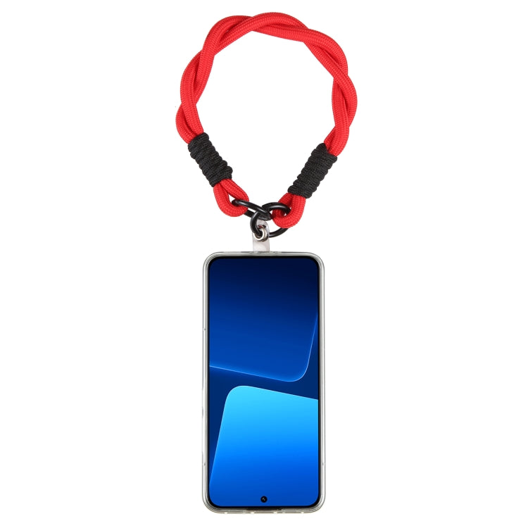 Dopamine Color Double Buckle Twist Rope Short Lanyard(Red Black) by bashfashion