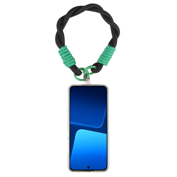 Dopamine Color Double Buckle Twist Rope Short Lanyard(Black Green) by bashfashion