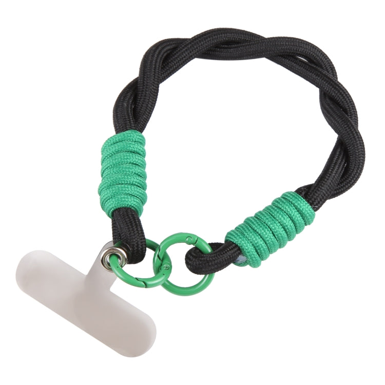Dopamine Color Double Buckle Twist Rope Short Lanyard(Black Green) by bashfashion