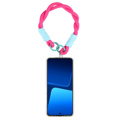Dopamine Color Double Buckle Twist Rope Short Lanyard(Rose Red Blue) by bashfashion