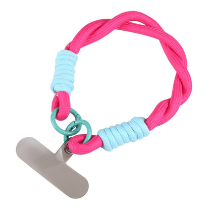Dopamine Color Double Buckle Twist Rope Short Lanyard(Rose Red Blue) by bashfashion