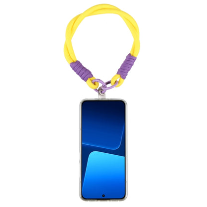 Dopamine Color Double Buckle Twist Rope Short Lanyard(Yellow Purple) by bashfashion