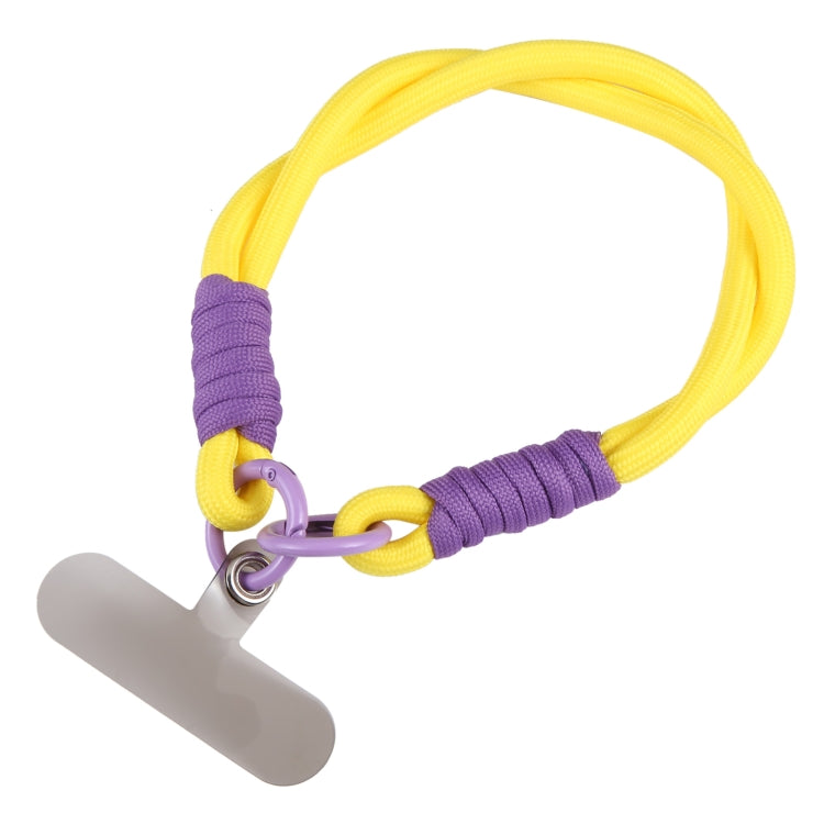 Dopamine Color Double Buckle Twist Rope Short Lanyard(Yellow Purple) by bashfashion