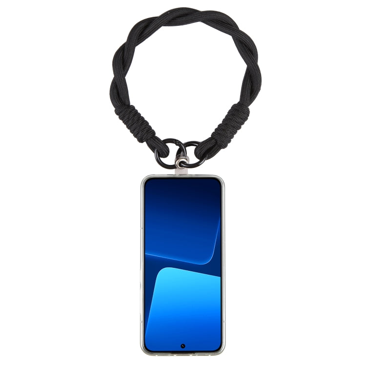 Dopamine Color Double Buckle Twist Rope Short Lanyard(Full Black) by bashfashion