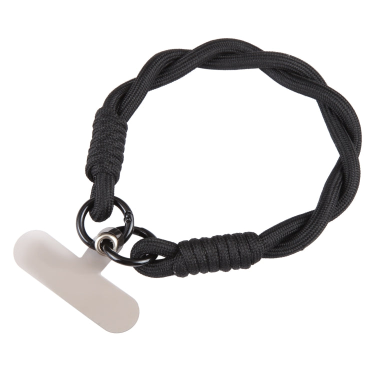 Dopamine Color Double Buckle Twist Rope Short Lanyard(Full Black) by bashfashion