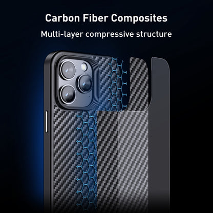 For iPhone 15 Pro wlons Magsafe Carbon Fiber Kevlar TPU Phone Case(Black) by wlons