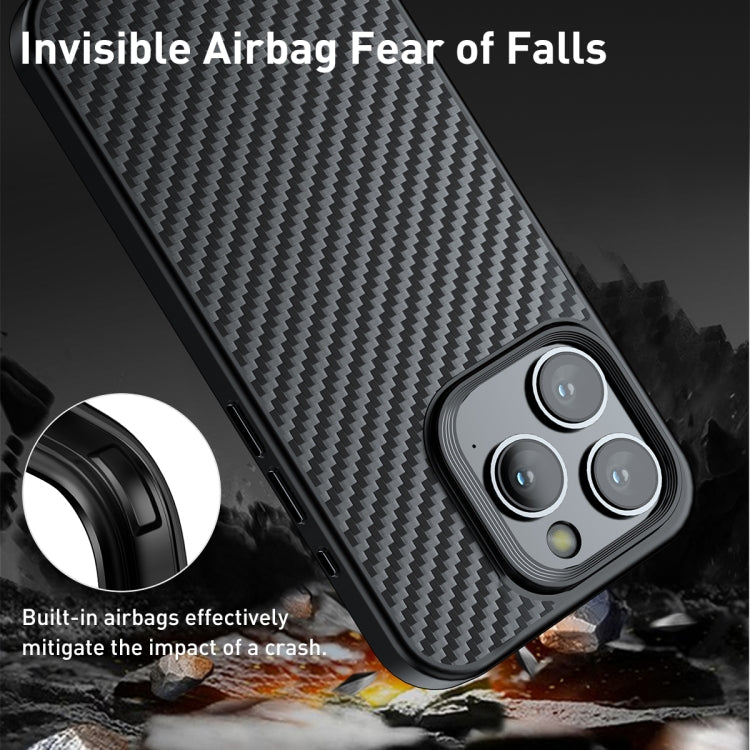 For iPhone 15 Pro wlons Magsafe Carbon Fiber Kevlar TPU Phone Case(Black) by wlons