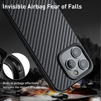 For iPhone 15 Pro wlons Magsafe Carbon Fiber Kevlar TPU Phone Case(Black) by wlons