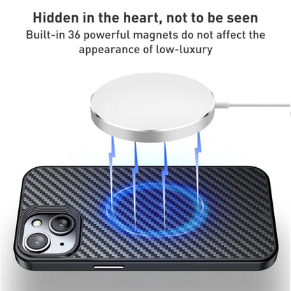 For iPhone 15 wlons Magsafe Carbon Fiber Kevlar TPU Phone Case(Black) by wlons