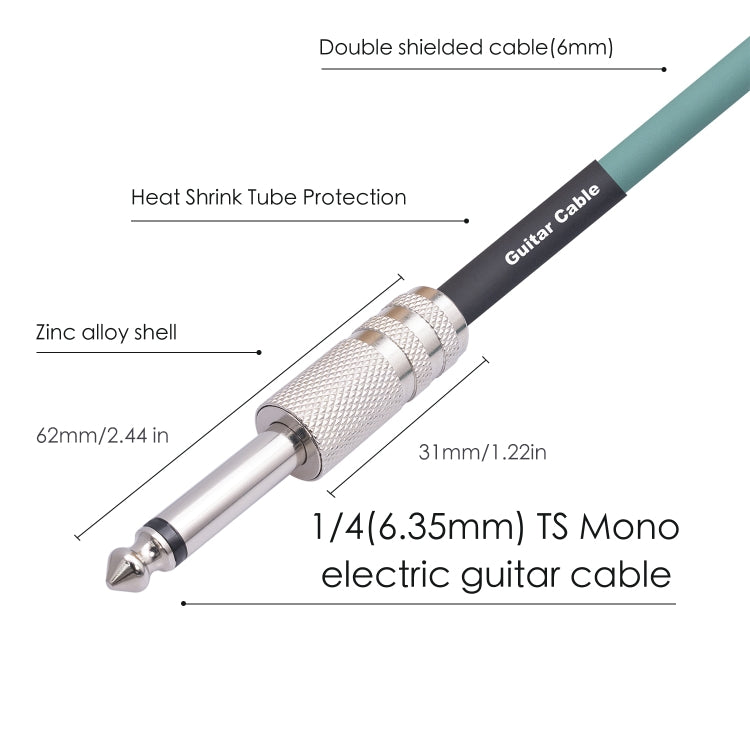 3045GR Mono 6.35mm Plug Male to Male Electric Guitar Audio Cable, Length:10m by bashfashion
