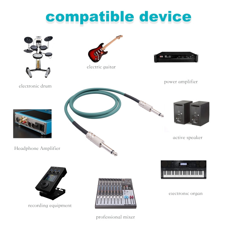 3045GR Mono 6.35mm Plug Male to Male Electric Guitar Audio Cable, Length:10m by bashfashion