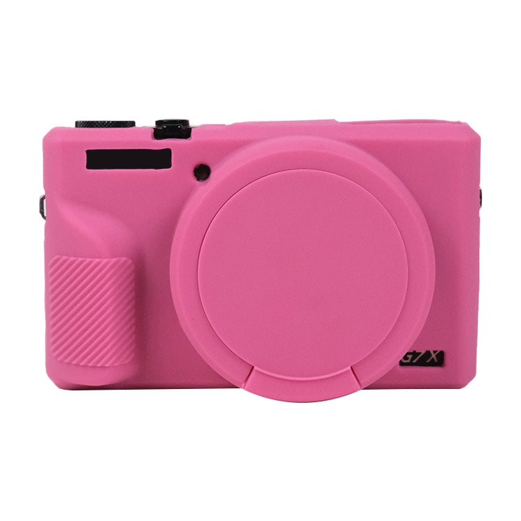 For Canon PowerShot G7 X Mark III / G7X3 Soft Silicone Protective Case with Lens Cover(Rose Red) by bashfashion