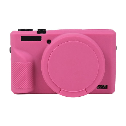 For Canon PowerShot G7 X Mark III / G7X3 Soft Silicone Protective Case with Lens Cover(Rose Red) by bashfashion