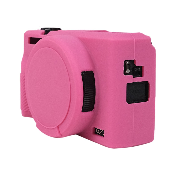 For Canon PowerShot G7 X Mark III / G7X3 Soft Silicone Protective Case with Lens Cover(Rose Red) by bashfashion