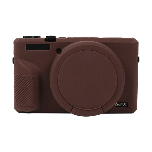 For Canon PowerShot G7 X Mark III / G7X3 Soft Silicone Protective Case with Lens Cover(Coffee) by bashfashion