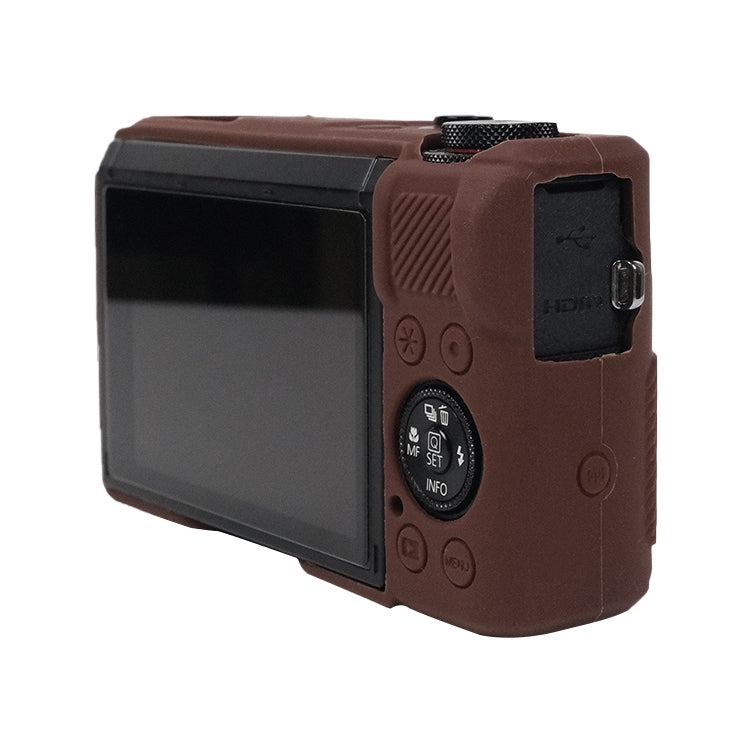 For Canon PowerShot G7 X Mark III / G7X3 Soft Silicone Protective Case with Lens Cover(Coffee) by bashfashion
