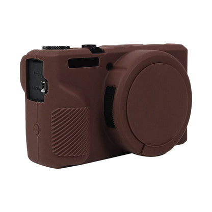 For Canon PowerShot G7 X Mark III / G7X3 Soft Silicone Protective Case with Lens Cover(Coffee) by bashfashion