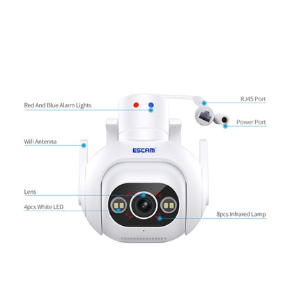 ESCAM PT304 HD 4MP Humanoid Detection Tracking WiFi Connection Sound Alarm Intelligent Night Vision H.265 Camera(EU Plug) by ESCAM