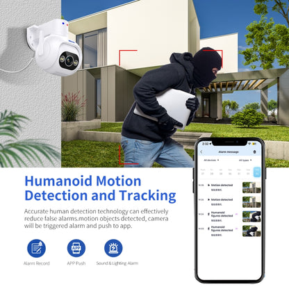 ESCAM PT304 HD 4MP Humanoid Detection Tracking WiFi Connection Sound Alarm Intelligent Night Vision H.265 Camera(EU Plug) by ESCAM